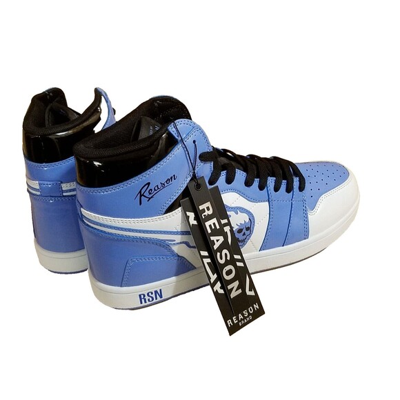 Reason High Top Sneakers Men’s 10 Flaming Skull Light Blue White Black - Picture 8 of 9